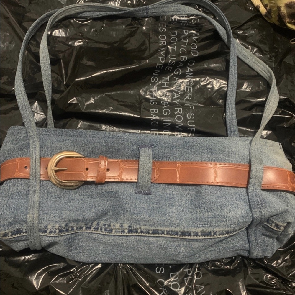 Blue Jeans Bag With Belt